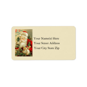 Vintage Santa Claus With Toys Label