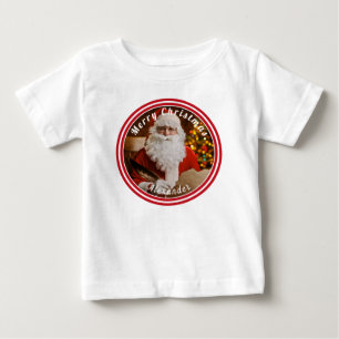 Vintage Santa Claus Writing Christmas Tree Baby T-Shirt