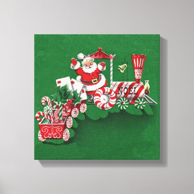 Vintage Santa Clause Candy Train Canvas Print (Front)