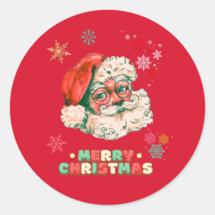 Vintage Santa Clause Merry Christmas Classic Round Sticker