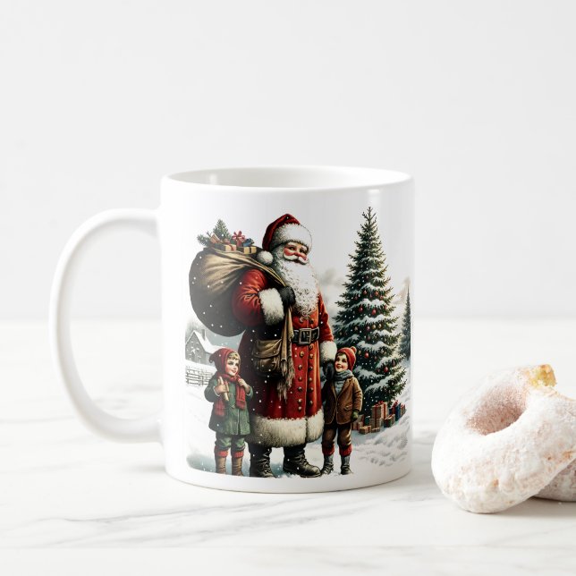 Vintage Santa Coffee Mug (With Donut)
