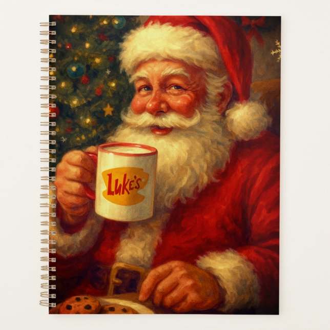 Vintage Santa Coffee Mug Spiral Planner (Devant)