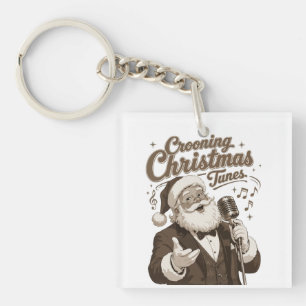 Vintage Santa Crooner Christmas Sweatshirt Keychain