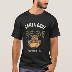 Vintage Santa Cruz California Beach Skeleton Surf  T-Shirt