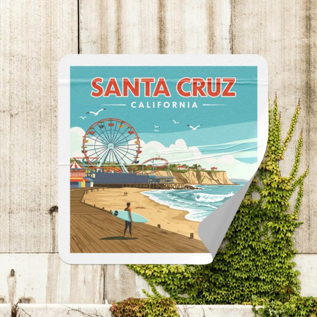 Vintage Santa Cruz California Square Sticker (Creator Uploaded)