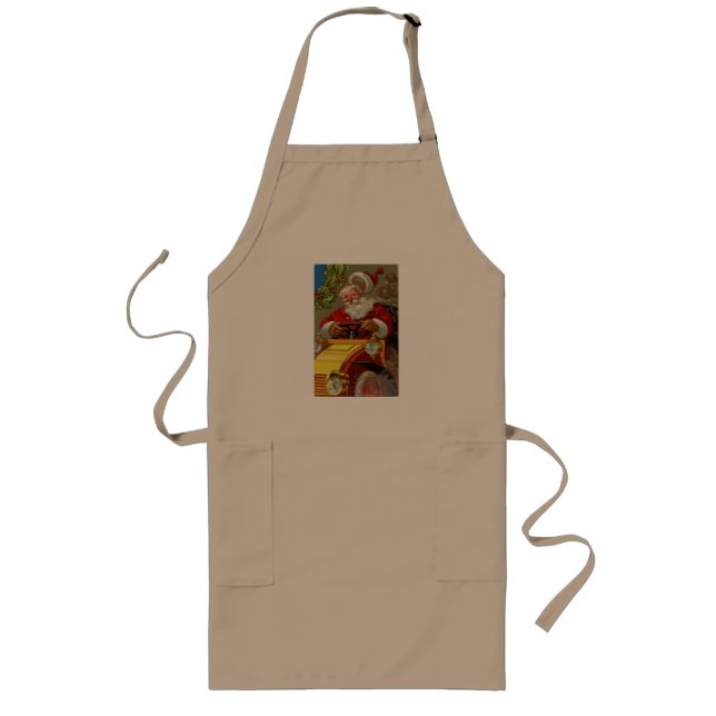 Vintage Santa Driving a Yellow Car Apron (Front)