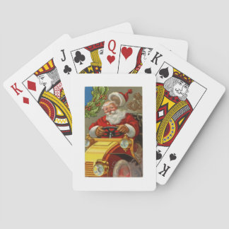 Vintage Santa Driving a Yellow Car Playing Cards