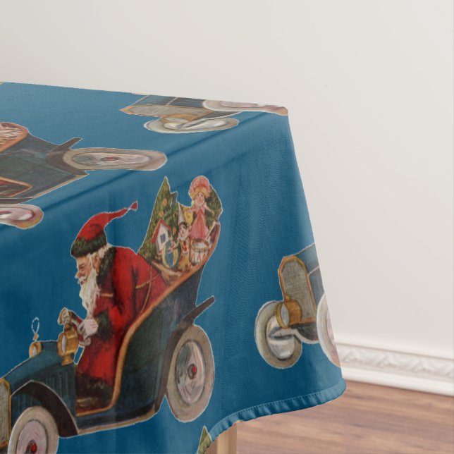 Vintage Santa Driving Car Tablecloth (In Situ)
