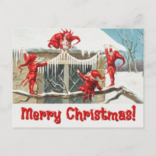 Vintage Santa Elves Holiday Postcard