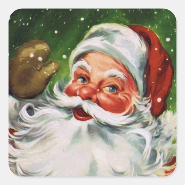 Vintage Santa Face 1 Square Sticker (Front)