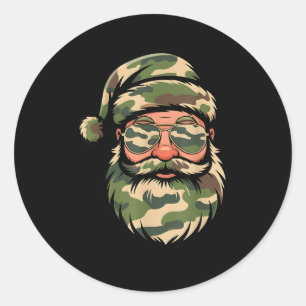 Vintage Santa Face Camouflage Christmas Xmas Camo  Classic Round Sticker