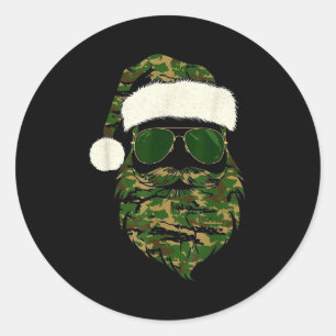 Vintage Santa Face Camouflage Christmas Xmas Camo  Classic Round Sticker
