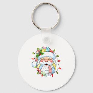 Vintage Santa Face Funny Santa Xmas Lights Christm Keychain