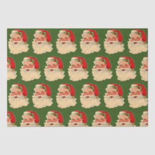 Vintage Santa Face Green  Tissue Paper