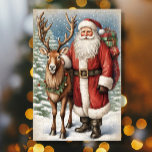 Vintage Santa Father Christmas Reindeer Decoupage Tissue Paper<br><div class="desc">Cottagecore aesthetic Christmas decoupage paper with a reindeer and Father Christmas, Saint Nicholas, Santa Claus in his red velvet cape carrying his back of gifts walking through the snow. Vintage distressed image with script handwriting ephemera softly overlays the background. This design was graphically designed by internationally licensed artist and designer,...</div>