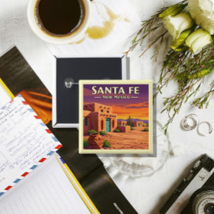 Vintage Santa Fe New Mexico 2 Inch Square Button