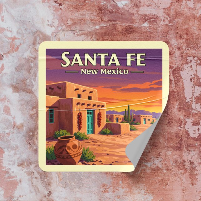 Vintage Santa Fe New Mexico Square Sticker (Creator Uploaded)