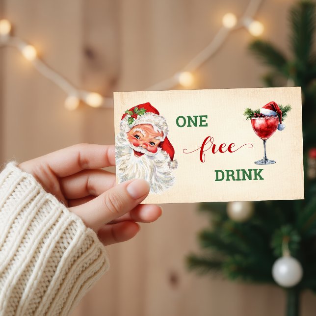 Vintage Santa Free Drink Christmas Party Ticket (Creator Uploaded)