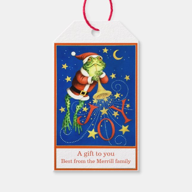 Vintage santa frog trumpet gift tags (Front)