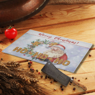 Vintage Santa & Gingerbread Ho-Ho-Ho Cutting Board