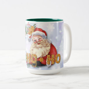Vintage Santa & Gingerbread Ho-Ho-Ho Two-Tone Coffee Mug