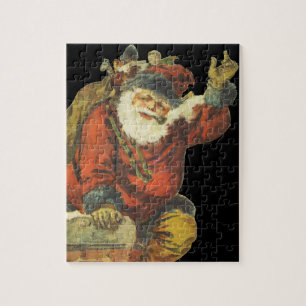 Vintage Santa Going Down Chimney Jigsaw Puzzle