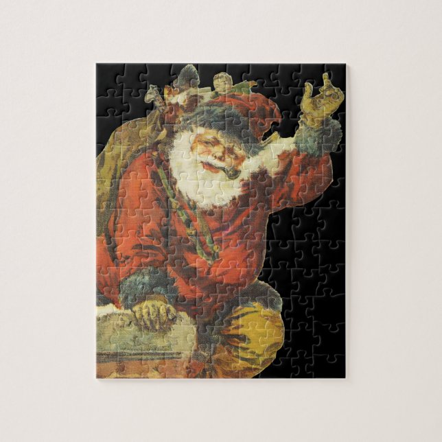 Vintage Santa Going Down Chimney Jigsaw Puzzle (Vertical)