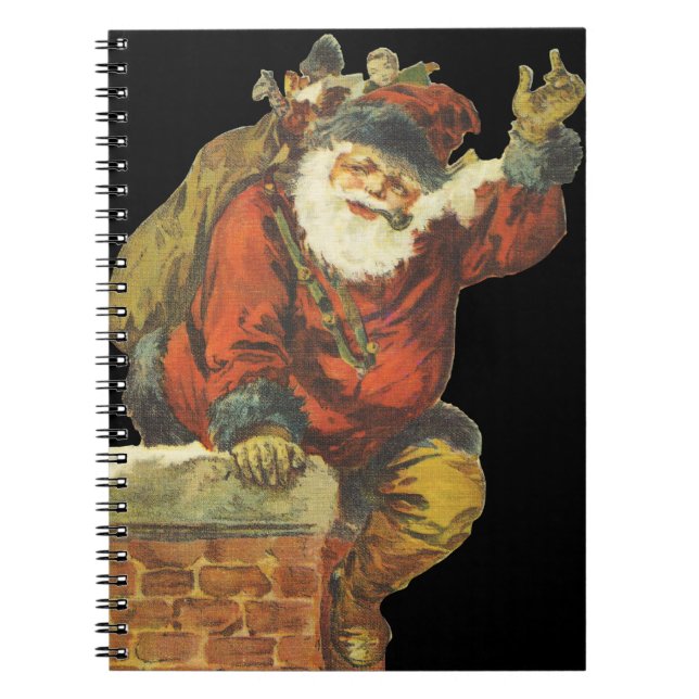 Vintage Santa Going Down Chimney Notebook (Front)