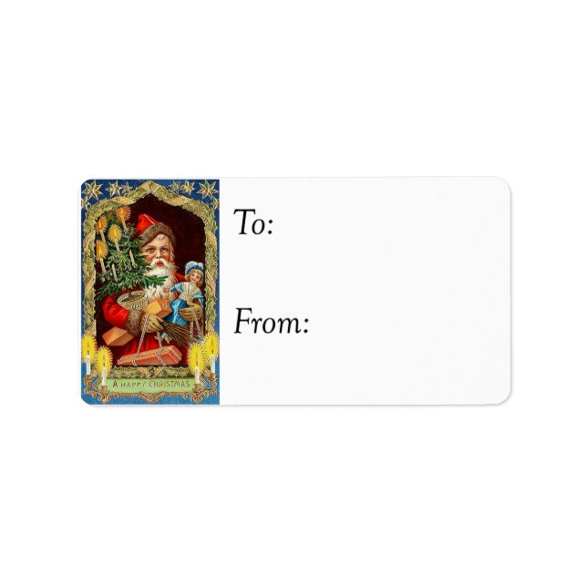 Vintage Santa Happy Christmas Gift Tag (Front)