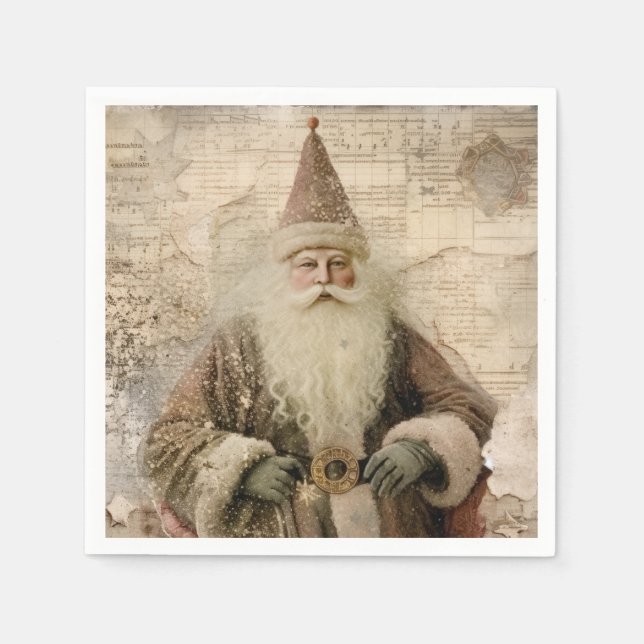 Vintage Santa Holiday Napkin (Front)