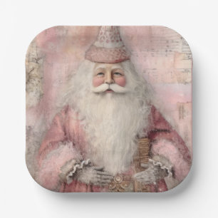 Vintage Santa Holiday Paper Plate