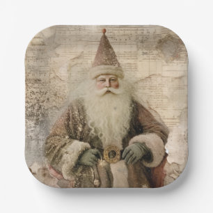 Vintage Santa Holiday Paper Plate