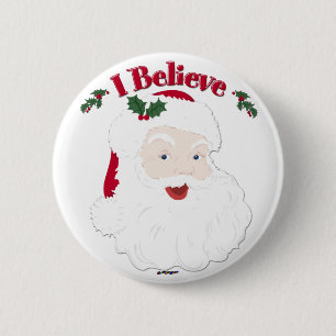 Vintage Santa I Believe Christmas 2 Inch Round Button