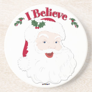 Vintage Santa I Believe Christmas Coaster