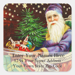 Vintage Santa In His Sleigh Return Address Label