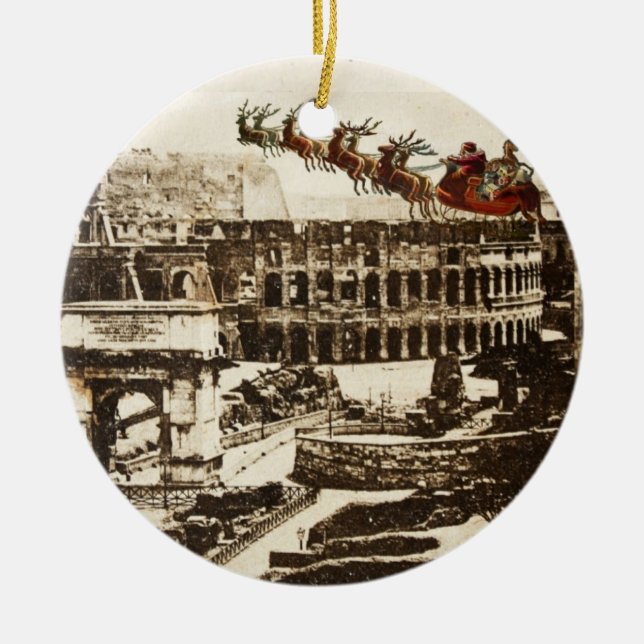 Vintage Santa in Rome Italy Christmas Ornament (Front)