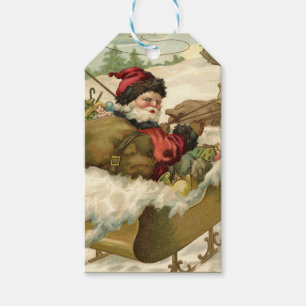 Vintage Santa In Sleigh Gift Tags