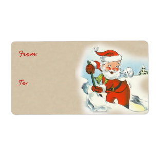 Vintage Santa in the Snow Christmas Gift Labels