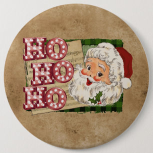 Vintage Santa Marquee Lights Ho Ho Ho 6 Inch Round Button