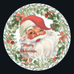 Vintage santa merry christmas  classic round sticker<br><div class="desc">Perfect to use when sending out Christmas cards,  seal your envelope with these vintage santa merry christmas seal stickers</div>