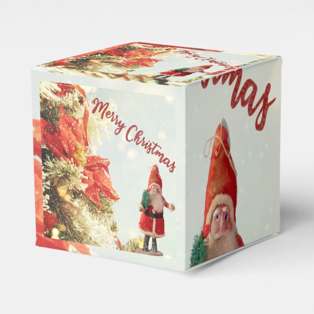Vintage Santa Merry Christmas  Favor Box (Front Side)