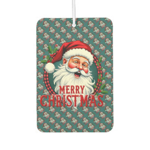 Vintage Santa Merry Christmas Illustration Pattern Air Freshener