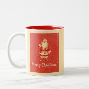 Vintage Santa Merry Christmas Two-Tone Coffee Mug