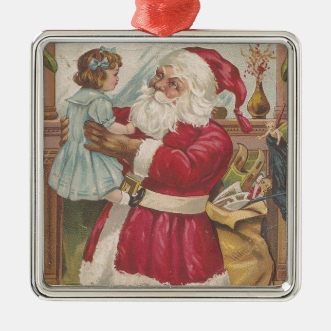 Vintage Santa Metal Ornament (Front)