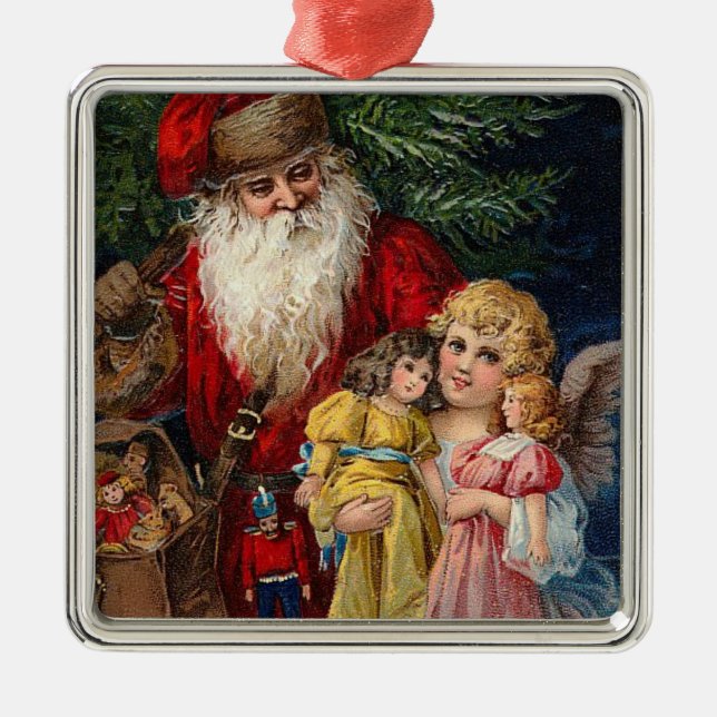 Vintage Santa Metal Ornament (Front)