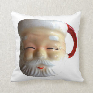 Vintage Santa Mug Christmas Throw Pillow(Blinking) Pillow