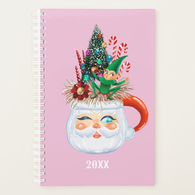 Vintage Santa Mug Pink Planner (Front)