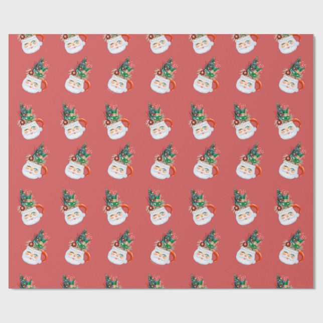 Vintage Santa Mug Wrapping Paper (Flat)