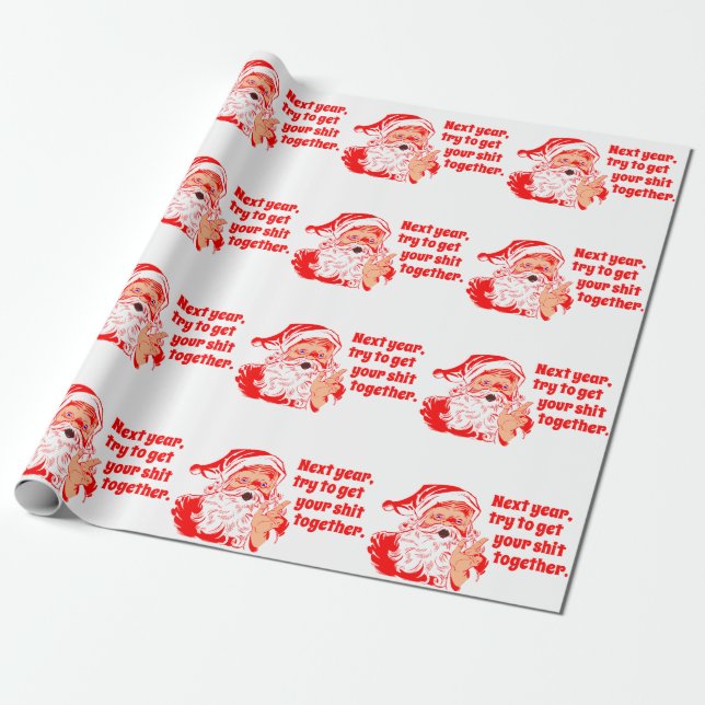 Vintage Santa, Next year Wrapping Paper (Unrolled)