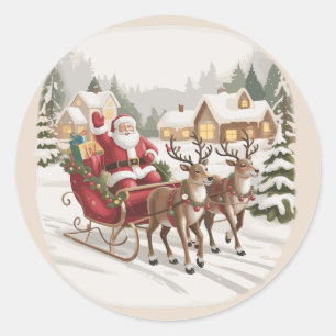 Vintage Santa Nineties Retro Santa Claus Holiday Classic Round Sticker